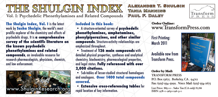 Now Available: The Shulgin Index Vol. 1